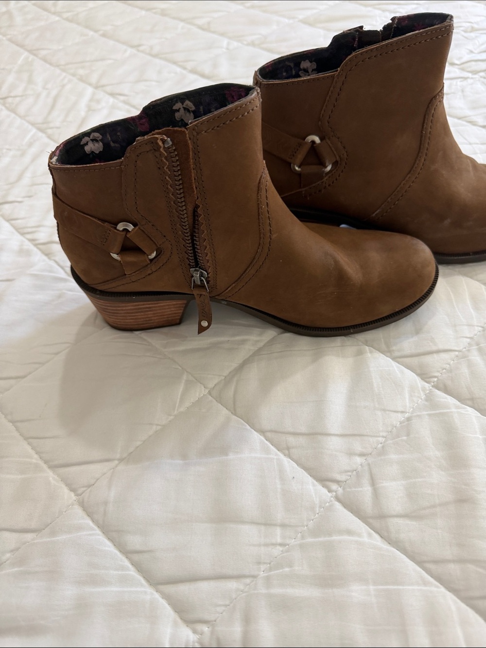 Teva Brown Suede Ankle Booties with Side Zip